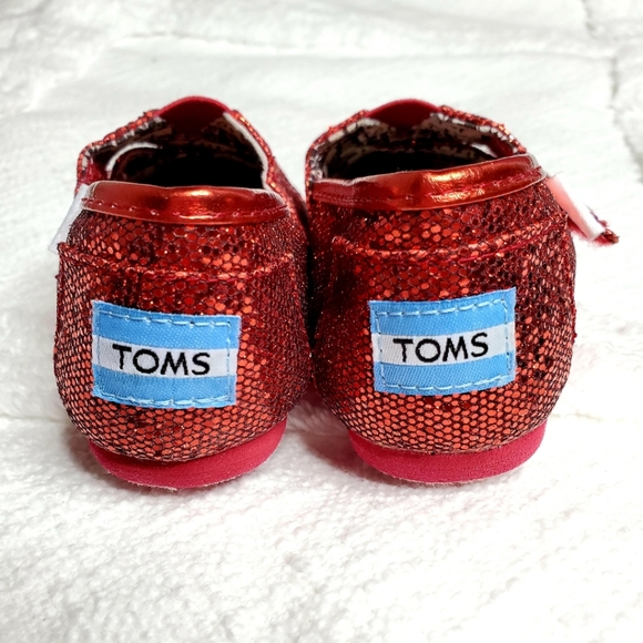 NEW TOMS! - Red Sparkly Slip-Ons - Picture 3 of 6